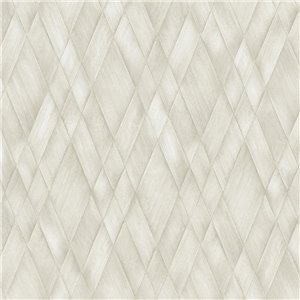 Papel pintado rombos 3D efecto trenzado gris claro y blanco