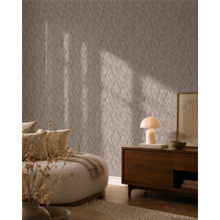 Tapete mit Rauten in Korboptik Braun und Beige ·  793135