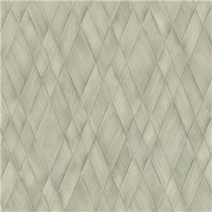 Papel pintado rombos trenzados verde salvia y beige