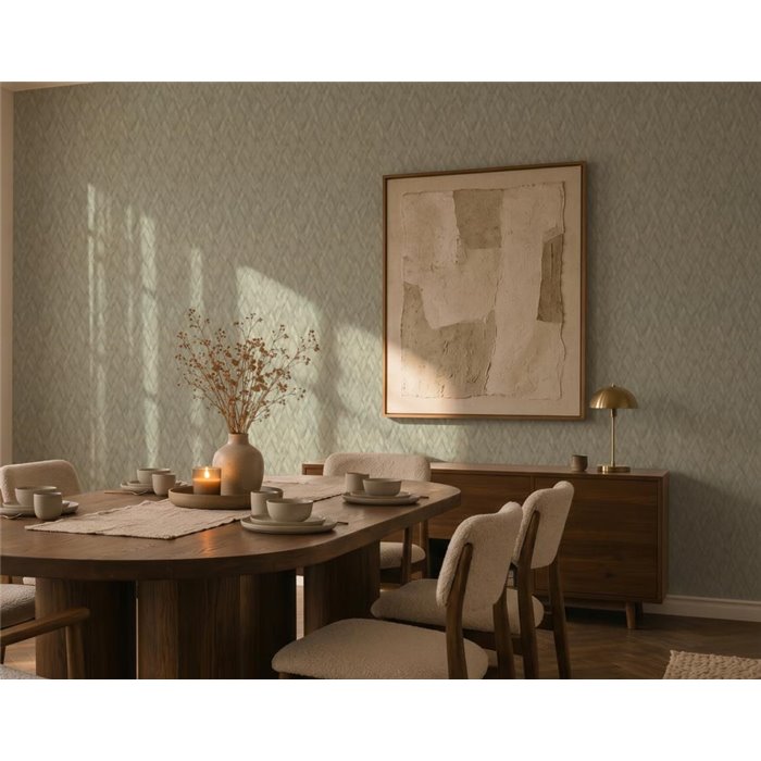 Green sage and beige woven diamond wallpaper ·  793136