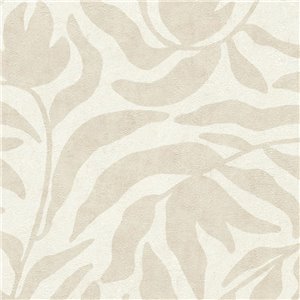 Tapete organische Blätter Japandi beige und cremeweiß
