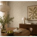 Papel pintado hojas orgánicas Japandi beige y blanco crema ·  793141