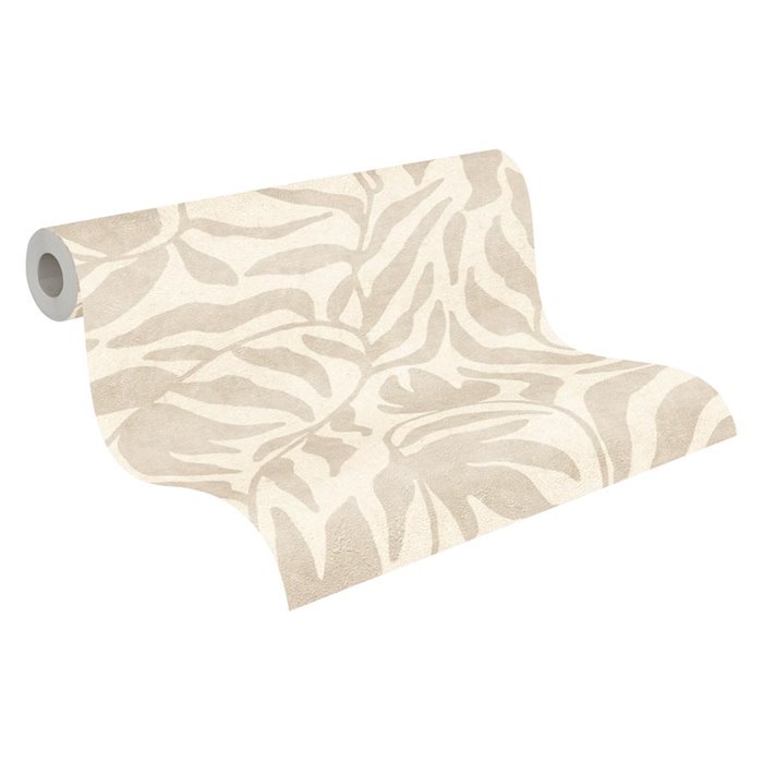 Tapete organische Blätter Japandi beige und cremeweiß ·  793141