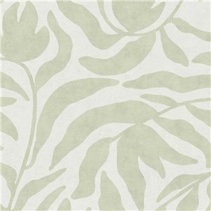 Papel pintado hojas botánicas verde salvia