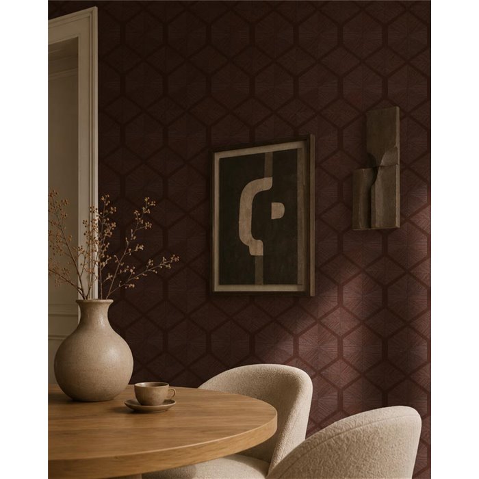 Tapete mit geometrischen Hexagonen in Braun und Beige ·  793191