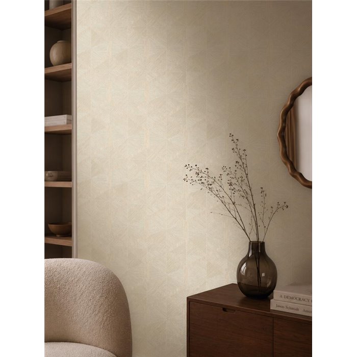Hexagon geometric wallpaper cream and white ·  793192