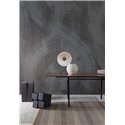 Charcoal abstract wall mural with circular brushstrokes · Khroma Poémas DG4CHA1051-1054
