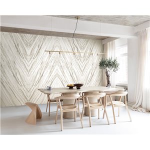 Bookmatched marble-vein wall mural in pale tones 2