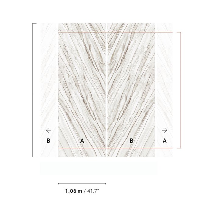 Bookmatched marble-vein wall mural in pale tones · Khroma Caldera DGCAL2021-2022