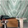 Green marble chevron wall mural with veining