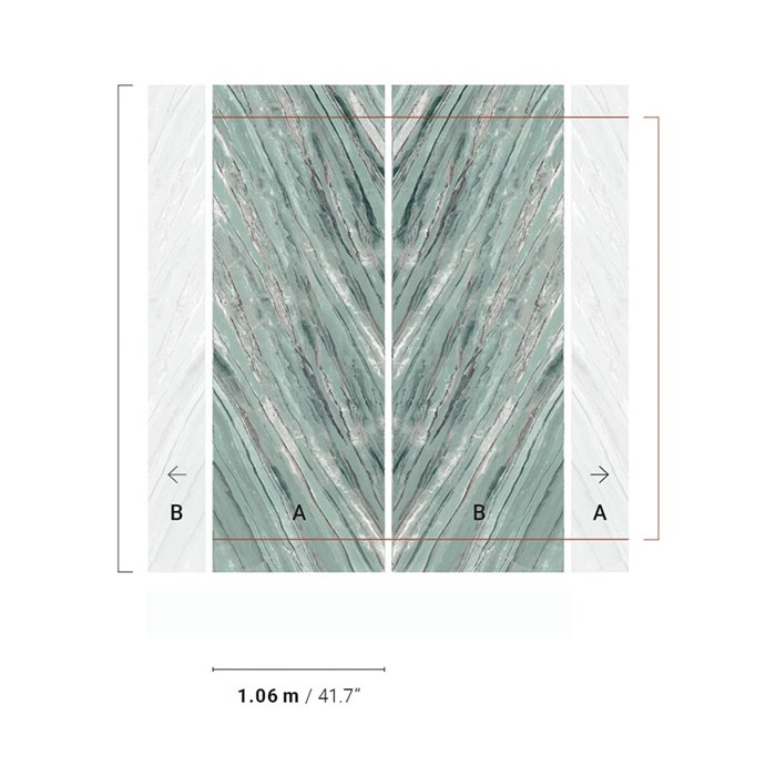 Wandbild mit grünem Marmor im Chevron-Muster · Khroma Caldera DGCAL2071-2072