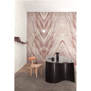 Mural panoramique marbre rose en chevrons 2