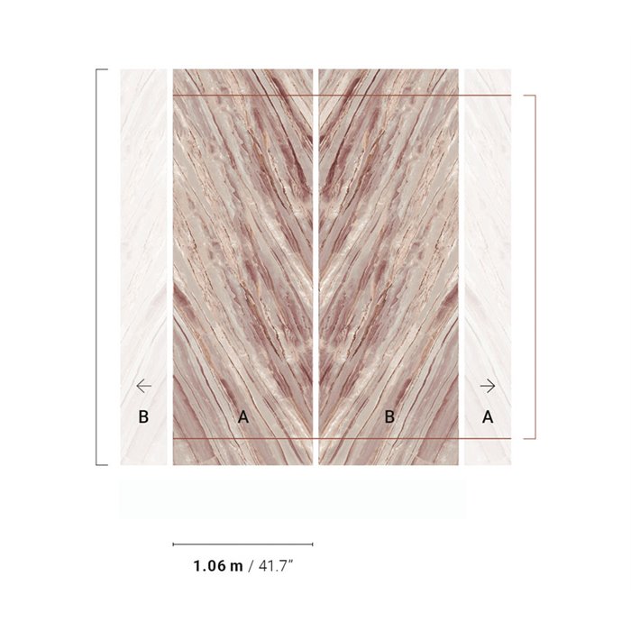 Mural de pared efecto mármol rosado en espiga · Khroma Caldera DGCAL2081-2082