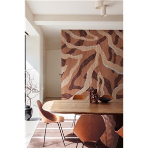 Mural panoramique abstrait aux ondulations boisées 2