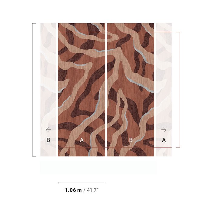 Mural de pared abstracto con vetas ondulantes · Khroma Caldera DGCAL4031-4032