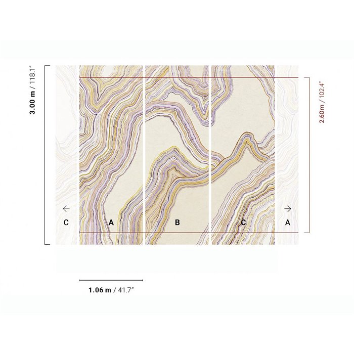 Abstract geological contour wall mural · Khroma Erosion DGERO1031-1033