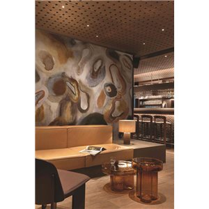 Abstract wall mural with rust mineral forms 2