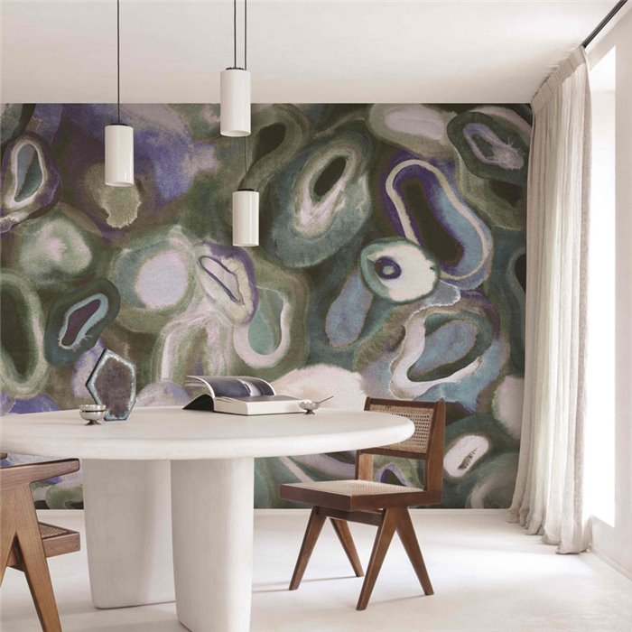 Mural de pared abstracto de formas minerales acuosas · Khroma Erosion DGERO3041-3044