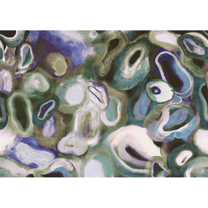 Abstract mineral forms wall mural in aqua tones · Khroma Erosion DGERO3041-3044