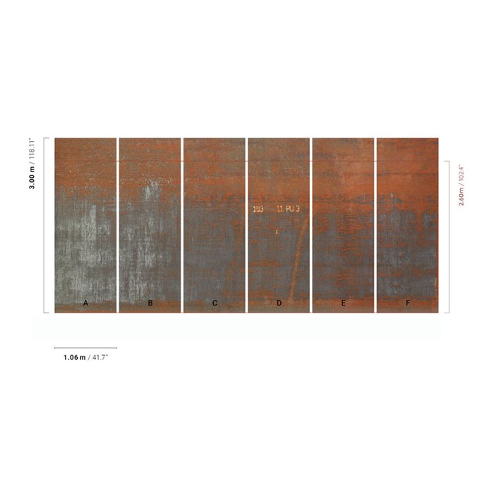 Abstraktes Wandbild mit oxidierter Metalloptik · Khroma Erosion DGERO4011-4016