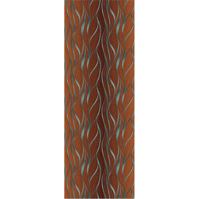 Abstract wall mural with copper and blue waves · Khroma Ray DGRAY101