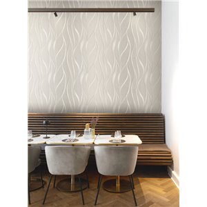 Soft greige vertical wave wall mural 2