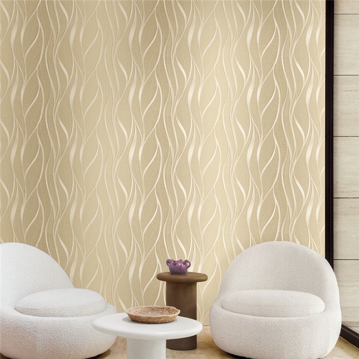 Sand-toned organic line wall mural · Khroma Ray DGRAY104