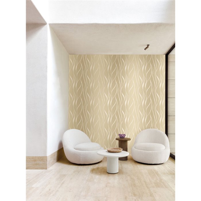 Sand-toned organic line wall mural · Khroma Ray DGRAY104
