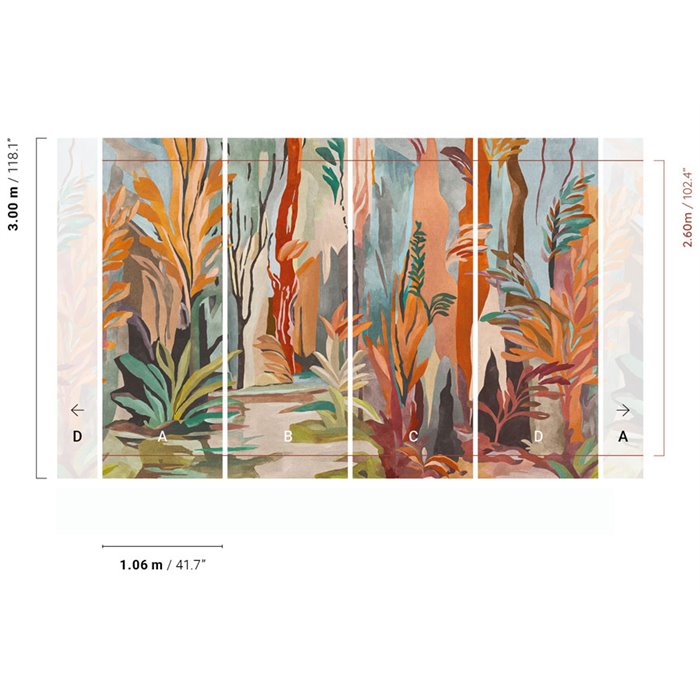 Painterly botanical forest wall mural · Khroma Ray DGRAY2011-2014