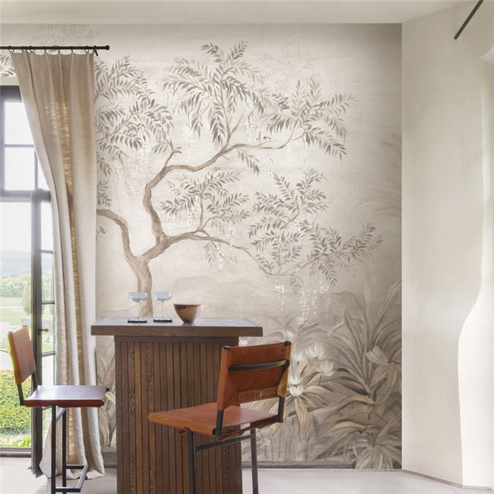 Mural de pared paisaje botánico con palmeras suaves · Khroma Tessura DGTES1021-1024