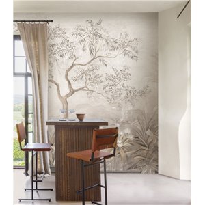 Soft botanical landscape wall mural with palms 2