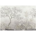 Soft botanical landscape wall mural with palms · Khroma Tessura DGTES1021-1024