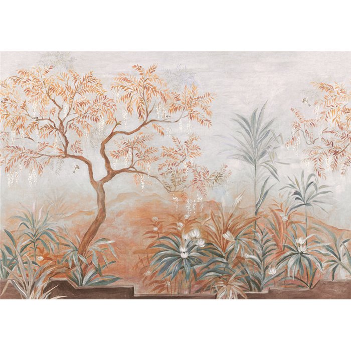 Exotic garden wall mural with palms and tree · Khroma Tessura DGTES1031-1034