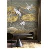 Japanese crane wall mural with golden clouds · Khroma Traces DGTRA4021-4023