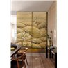 Wandbild mit goldenen Hügeln und Kirschblütenzweigen · Khroma Traces DGTRA5021-5023