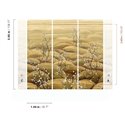 Mural panoramique de collines dorées et cerisiers en fleurs · Khroma Traces DGTRA5021-5023
