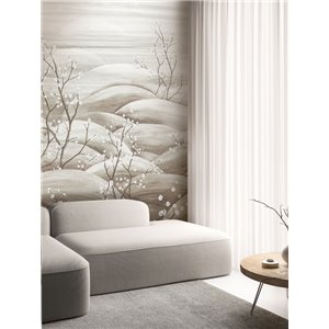 Soft cherry blossom hills wall mural 2
