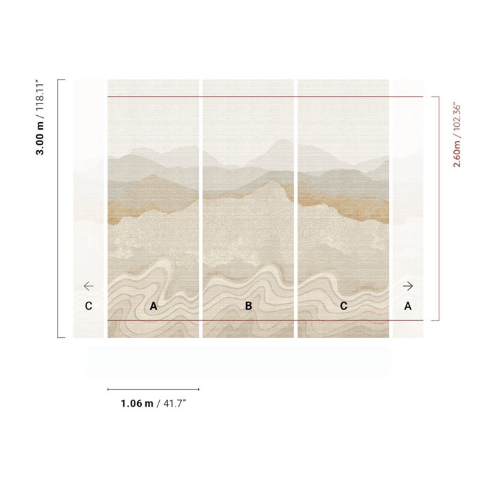 Soft gold misty mountain landscape wall mural · Khroma Amazone DGZON2021-2023