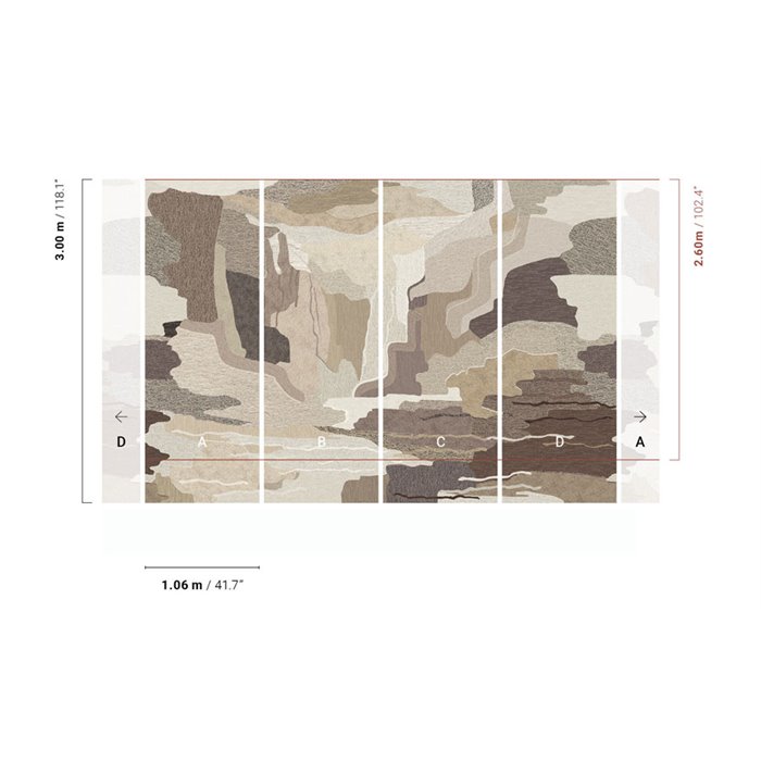 Mural panoramique paysage abstrait aux tons naturels · Khroma Tessura DGTES3011-3014