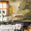 Mural panoramique paysage abstrait vert et ocre · Khroma Tessura DGTES3021-3024