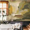 Abstract green and ochre landscape wall mural · Khroma Tessura DGTES3021-3024