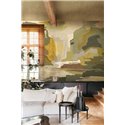 Mural panoramique paysage abstrait vert et ocre · Khroma Tessura DGTES3021-3024