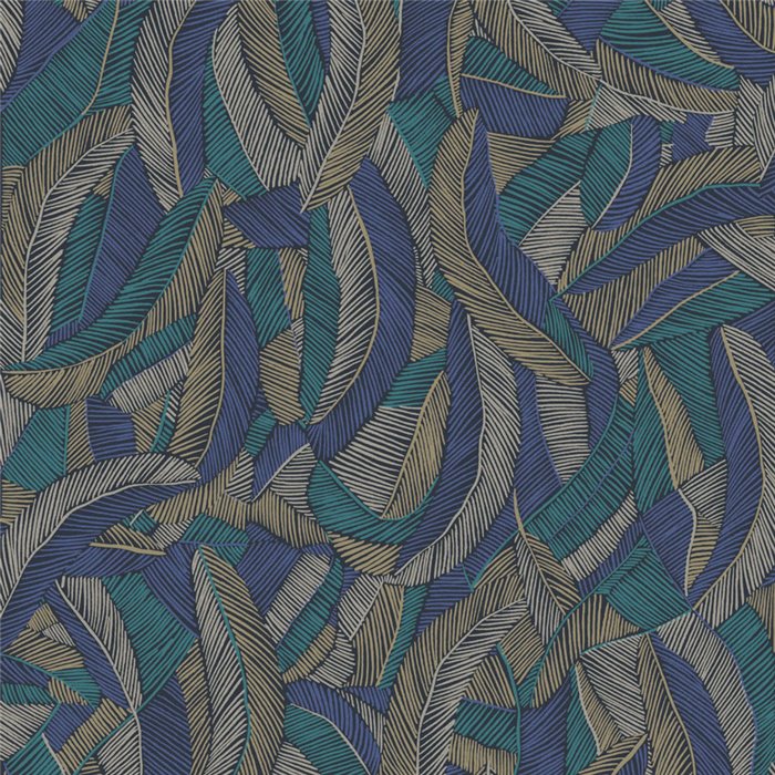 Papier peint à feuilles multicolores stylisées · Khroma Romance ROM203