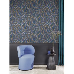 Papel pintado con hojas estilizadas multicolor 2