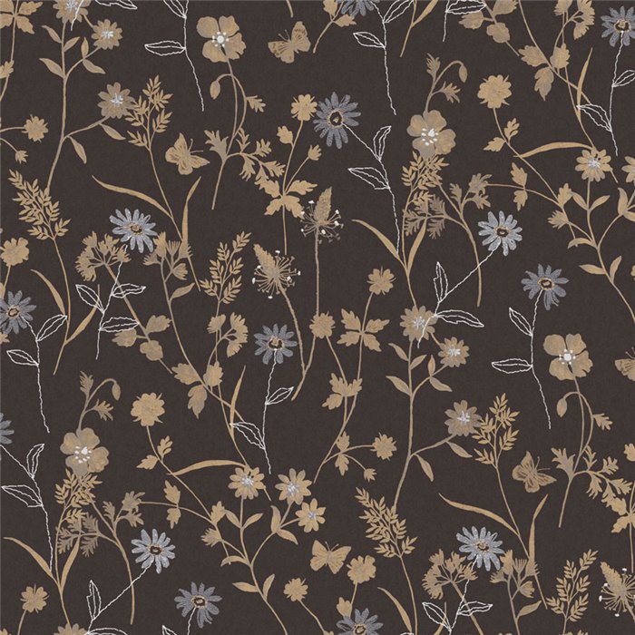 Dark floral wallpaper with golden details · Khroma Amazone ZON105