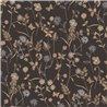 Papel pintado floral oscuro con detalles dorados