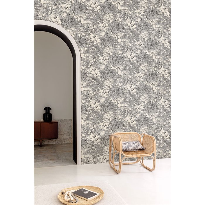 Papel pintado selvático con leopardos en tonos monocromáticos premium · Khroma Amazone ZON202