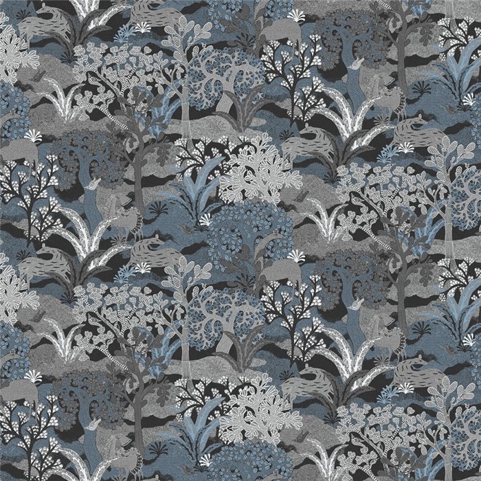Luxury wallpaper with jungle landscapes in bluish-gray tones · Khroma Amazone ZON501