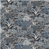 Luxury wallpaper with jungle landscapes in bluish-gray tones