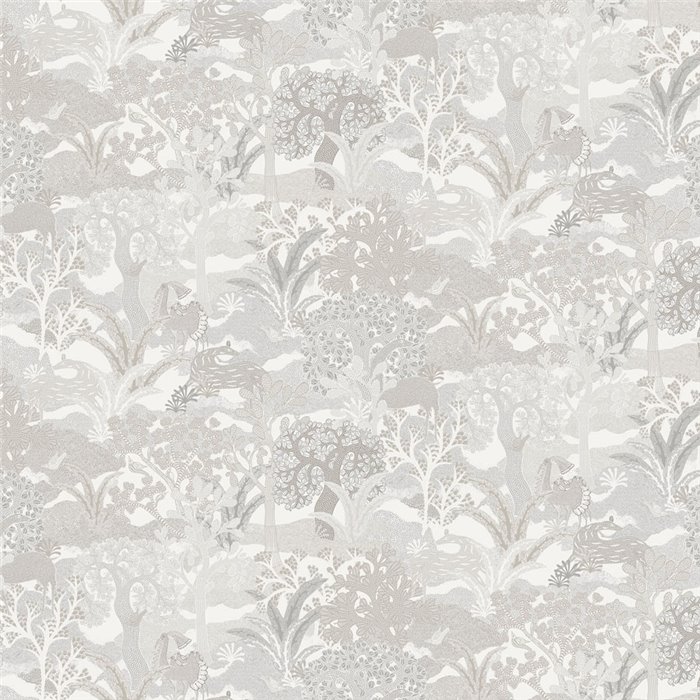 Papel pintado con estampado de bosque exótico en tonos neutros · Khroma Amazone ZON502